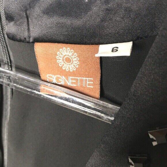 Signette Womens Size 6 Black and Yellow Tank 100% Silk Embellished - Picture 2 of 7